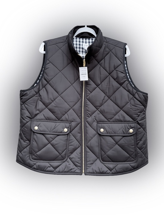 J. Crew Jackets & Blazers - J.Crew Quilted Vest Women’s 2X Black Gingham Lined NWT